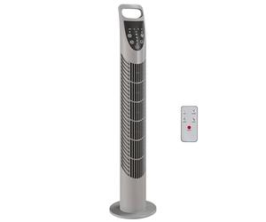 HOMCOM 31 Inch Bladeless Oscillating Tower Fan with 70° Oscillation, Remote Control, 7.5H Timer, 3 Speed 3 Modes, Electric Floor Standing Cooling Fan for Home Bedroom Office, Grey
