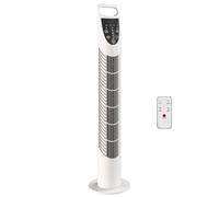 HOMCOM 31 Inch Oscillating Tower Fan with Remote Control, 7.5H Timer, 3 Speed 3 Modes, Electric Floor Standing Cooling Fan for Home Bedroom Office, White