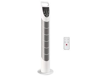 HOMCOM 31 Inch Oscillating Tower Fan with Remote Control, 7.5H Timer, 3 Speed 3 Modes, Electric Floor Standing Cooling Fan for Home Bedroom Office, White