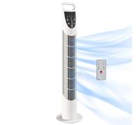 HOMCOM 31" Oscillating Tower Fan with Remote Control, 7.5H Timer, 3 Speed 3 Modes, Electric Floor Standing Cooling Fan for Home Bedroom Office, White