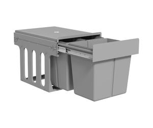 HOMCOM 31L Pull Out Bin Soft Close Under Sink for 400mm Cabinets Light Grey | 3 Compartments (15L + 2 x 8L), Removable Buckets, Kitchen Waste and Recycling, Base Mounted