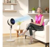 Homcom 32 Air Circulator Fan 3 Speed, 70 Degree Oscillation 90 Degree Vertical Tilt, Round Base, Carry Handle, Black And White