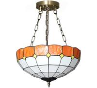 HOMCOM Ceiling Light, Vintage Tiffany Style Chandelier with Sockets in Orange HOMCOM Orange