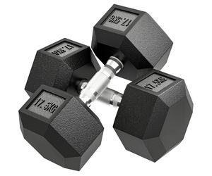 HOMCOM 35KG Rubber Hex Dumbbell Portable Hand Weights Dumbbell Home Gym