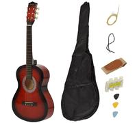 HOMCOM 36" 3/4 Beginner Acoustic Guitar Set, with Protective Case, Red