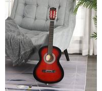 HOMCOM 36" Acoustic Guitar Set with Easy Strings, Picks and Waterproof Case Included, Portable 3/4 Beginner Acoustic Guitar, Wine Red