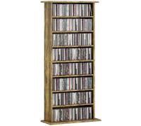 HOMCOM 360 CD/185 DVD Storage Unit, 185 Blu-ray Media Storage Shelf with 8 Compartments and 6 Adjustable Shelves, CD Tower for Living Room, Bedroom, Office, Rustic Brown