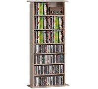 HOMCOM 360 CD/185 DVD Storage Unit, 185 Blu-ray Media Storage Shelf with 8 Compartments and 6 Adjustable Shelves, CD Tower for Living Room, Bedroom,