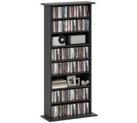HOMCOM 360 CD/185 DVD Storage Unit 6 Adjustable Shelves Black | 185 Blu-ray Media Storage Shelf, 8 Compartments, CD Tower, for Living Room, Bedroom, Office