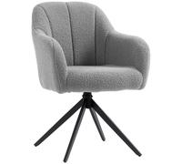 HOMCOM 360 Degree Swivel Accent Chair, Snow Flannel Armchair, Grey