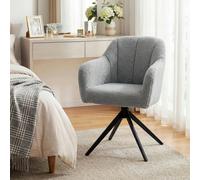 HOMCOM 360 Degree Swivel Accent Chair, Snow Flannel Armchair, Grey