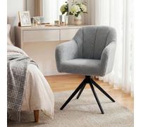 HOMCOM 360 Degree Swivel Accent Chair, Teddy Fleece Armchair, Grey
