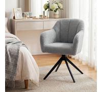 HOMCOM 360 Degree Swivel Accent Chair, Teddy Fleece Armchair, Grey