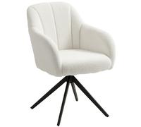 HOMCOM 360 Degree Swivel Accent Chair, Teddy Fleece Fabric Armchair, White