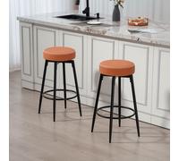 HOMCOM Swivel Bar Stools Set of 2, PU Leather Barstools with Footrest - Brown - PU leather, foam, plywood, metal - 2