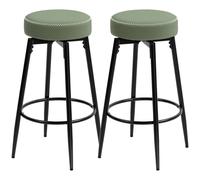 HOMCOM 360° Swivel Bar Stools Set of 2 - PU Leather Barstools with Footrest - Green | TJ Hughes