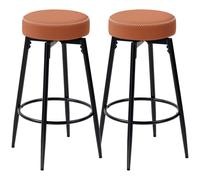 Swivel Bar Stools Set of 2, PU Leather Barstools with Footrest HOMCOM Grey One Size