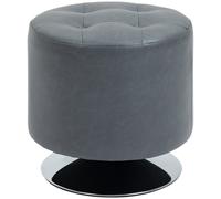 HOMCOM 360° Swivel Foot Stool PU Ottoman w/ Thick Padding & Steel Base - Grey | TJ Hughes