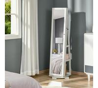 HOMCOM 360° Swivel Jewellery Cabinet, Mirror Armoire, Full Length Mirror, Lockab