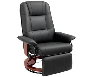 HOMCOM 360° Swivel Recliner Chair with Footstool PU Leather Black