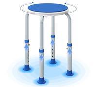 HOMCOM 360° Swivel Seat Bath Shower Stool, Adjustable Height Shower Chair with Aluminium Frame Non-Slip Feet Chair Safe Support Home Assistance, Blue