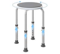 HOMCOM 360° Swivel Seat Bath Shower Stool, Adjustable Height Shower Chair with Aluminium Frame Non-Slip Feet Chair Safe Support Home Assistance, Grey