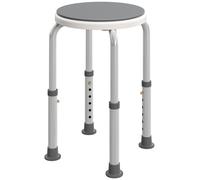 HOMCOM 360° Swivel Shower Chair, Height Adjustable Aluminium Shower Stool with Non-Slip Feet for Disabled, Elderly, Grey