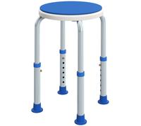 HOMCOM 360° Swivel Shower Chair, Height Adjustable Aluminium Shower Stool with Non-Slip Feet for Disabled, Elderly, Blue
