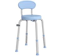 HOMCOM 360° Swivel Shower Stool with Aluminium Frame, 5-Level Adjustable Height, Backrest, Non-Slip Shower Chair for Elderly