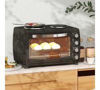 36L Countertop Toaster Oven with 2 Hot Plates, Grill, Roast, Bake HOMCOM Black One Size