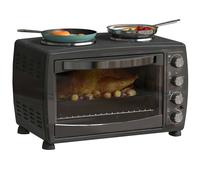 36L Countertop Toaster Oven with 2 Hot Plates, Grill, Roast, Bake HOMCOM Black One Size