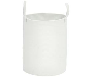 HOMCOM 36L Laundry Hamper, Cotton Rope Laundry Basket with Handles, Collapsible Washing Bin, 38 x 45cm, Cream White