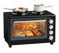 HOMCOM 36L Mini Oven Dual Hot Plates, Electric Countertop Cooker, Black