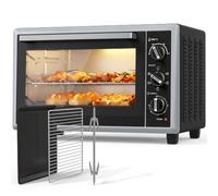 HOMCOM 36L Mini Oven with Convection, Rotisserie, Preheat, 1500 W, Black | Electric Countertop Cooker, 90-230°C Adjustable Temperature, Portable Oven 60 Minute Timer