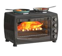 36L Countertop Toaster Oven with 2 Hot Plates, Grill, Roast, Bake HOMCOM Black One Size