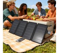 HOMCOM 36W Foldable Portable Solar Panel with Type-C to USB-A Charging Port in Grey HOMCOM Grey