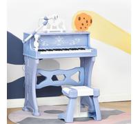 HOMCOM 37 Key Musical Mini Piano Electrionic Keyboard Microphone Stool in Blue HOMCOM Blue