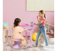 Musical Piano Toy with Stool and 37 Keys Keyboard Pink