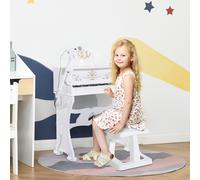 HOMCOM 37 Key Musical Mini Piano Electrionic Keyboard Microphone Stool in White HOMCOM White