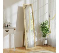 HOMCOM 37 x 157 cm Full Length Mirror with Frame for Bedroom, Natural - 37W x 3.8D x 157H cm - Modern - Natural wood