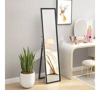 Homcom 37 X 157Cm Full Length Mirror With Shiny Frame For Living Room, Bedroom In Black Black One Size