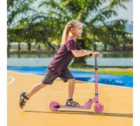 Homcom Kids Scooter 2 Wheels W/ Lights Music Adjustable Height Foldable Pink, Pink