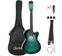 HOMCOM 38 Inch Full Size Acoustic Electric Guitar, Classical Beginner Junior Adult Guitar Gloss Finish with Carrying Case, Strap, Picks, Spare Strings - Dark Green