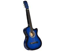 HOMCOM 38 Inch Full Size Acoustic Electric Guitar, Classical Beginner Junior Adult Guitar Gloss Finish with Carrying Case, Strap, Picks, Spare Strings - Blue