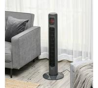 HOMCOM 38 Inch LED Tower Fan 70 Oscillation 3 Speed 3 Mode Remote Controller Grey, Grey