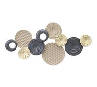 HOMCOM 3D Metal Wall Art Modern Circle Hanging Wall Sculptures Home Decor for Living Room Bedroom Dining Room, Khaki Black Gold