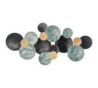 HOMCOM 3D Metal Wall Art Modern Circle Hanging Wall Sculptures Home Decor for Living Room Bedroom Dining Room, Blue Black Gold