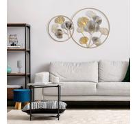 HOMCOM 3D Metal Wall Art Modern Ginkgo Leaves Hanging Wall Sculptures Home Decor for Living Room Bedroom Dining Room, Gold