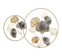HOMCOM 3D Metal Wall Art Modern Ginkgo Leaves Hanging Wall Sculptures Home Decor for Living Room Bedroom Dining Room, Gold