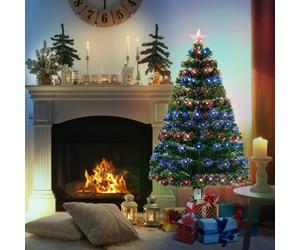 Homcom 3Ft 4Ft 5Ft 6Ft 7Ft Artificial Christmas Xmas Tree Led Snowflake Decoration In Green Green 4ft